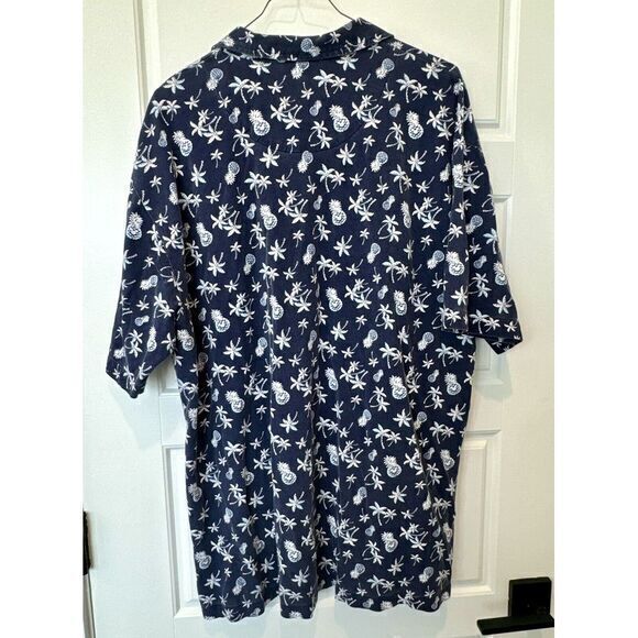 Disneyland Resort Polo Hawaiian Allover Print SS‎ Navy Men's L Mickey Pineapples - Picture 2 of 12
